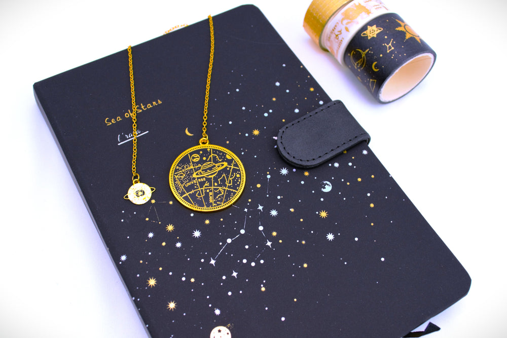 Sea of Stars | Galaxy Journal, Star Collection, Bookmark Gold, Letters, Washi Tape, Stars, Greek