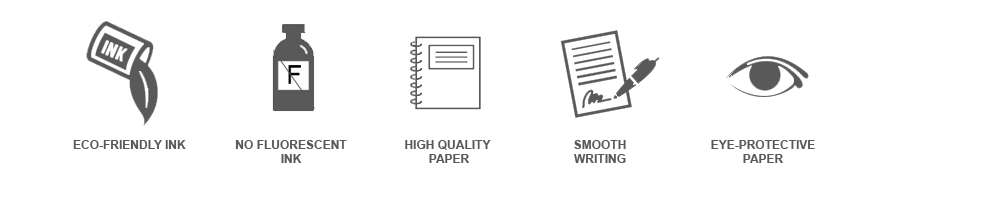 Eco frendly ink | Non Fluorescent Ink | High Quality Paper | Smooth Writing | Eye Protective Paper