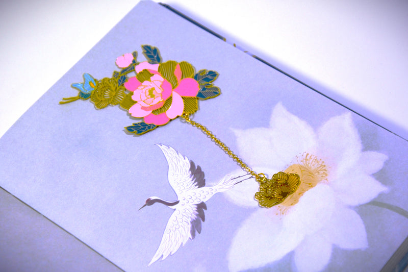 Peony Spring Blossom | Golden Bookmark