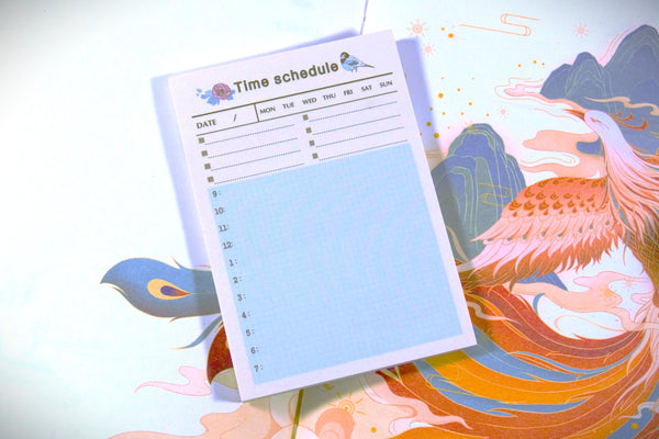 Time Schedule Bluebird Post-it | Sticky Notepad